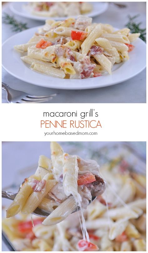 Penne Rustica Recipe, Pasta Rustica, Penne Rustica, Macaroni Grill, Almond Bars, Food At Home, Easy Family Dinners, Family Dinner Recipes, Family Meal