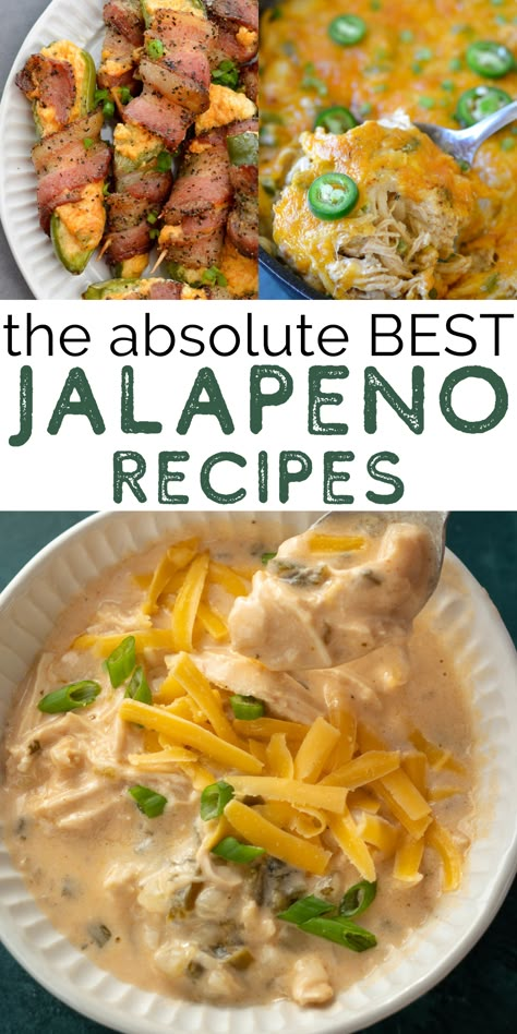 You will love these 30+ AMAZING Jalapeno recipes! If you’re wondering what to do with jalapenos, these tips and recipes will help. Jalepeno Casserole Recipes, Best Jalapeno Recipes, Dinners With Jalapenos, Recipes That Use Jalapenos, Recipes Using Canned Jalapenos, Sweet Jalepeno Recipes, Cooking With Jalapenos, Mexican Jalapeno Recipes, Diced Jalapeno Recipes