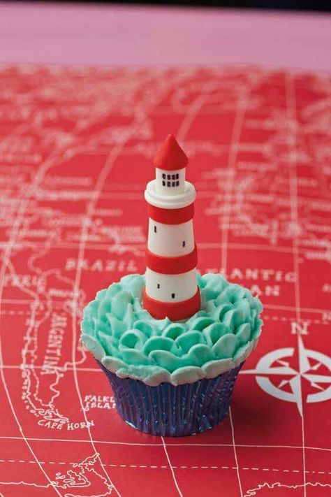 Lighthouse Cake, Boat Cake, Orange And White Cat, School Cake, Event Favors, Cupcake Designs, Just Cakes, Themed Cupcakes, 90th Birthday