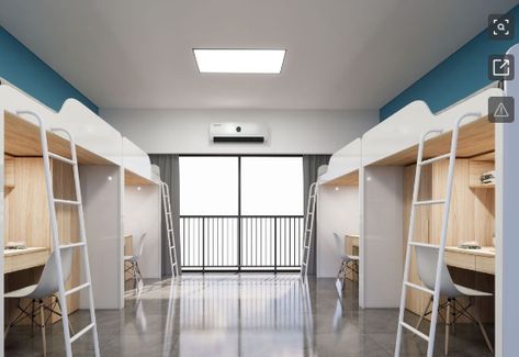 Boarding School Dorm, Bunk Room Ideas, Sleep Box, Student Residence, Student Hostel, Sour Orange, School Building Design, Dormitory Room, Dorm Design