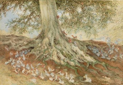 Rabbit Warren, Richard Doyle, Enchanted Tree, Office Gallery Wall, William Morris Art, Art Exhibition Posters, Rustic Nursery, Post Impressionism, Popular Art