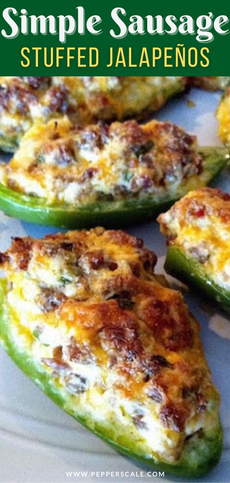 Stuffed Jalapeño Recipes, Recipes For Fresh Jalapenos, Meat Stuffed Jalapeno Peppers, Sausage Jalapeno Peppers, Stuffed Jalapeños Peppers, Jalapeño Stuffed Peppers, Beef And Jalapeno Recipes, Jalepeno Pepper Uses, Stuffed Jalapeños Peppers Recipe