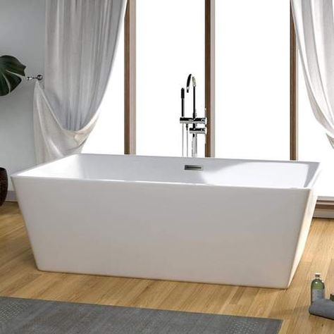 Extra-Wide Bathtubs - Magnus Home Products Wide Bathtub, Bath In Bedroom, New Century Modern, Suite Layout, Master Suite Layout, Square Bathtub, Modern Desert Home, Large Bathtubs, Glass Showers