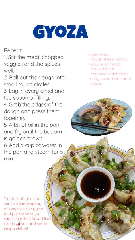 Gyoza, how to make, Japanese dumplings, spicy Japanese Dumplings Recipe, Gyoza Recipe, Japanese Dumplings, How To Make Dumplings, Dumplings Recipe, Dumpling Recipe, Minced Meat, Spring Onion, Leeks