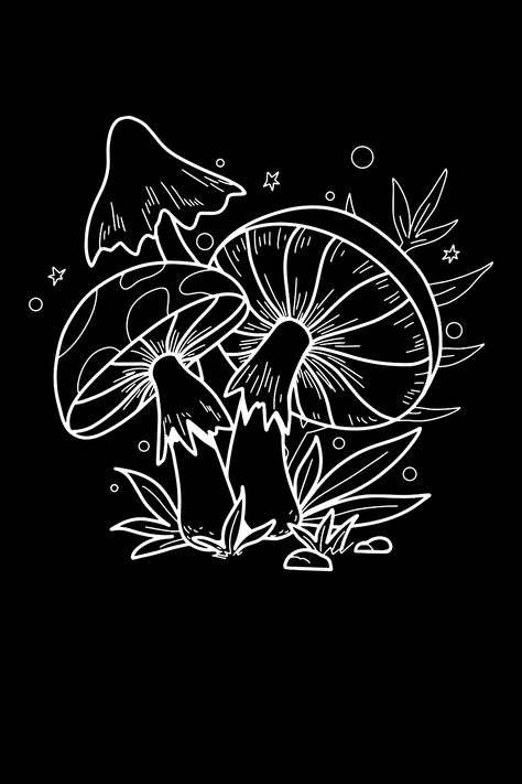 Black And White Mushroom Art, Things To Draw On T Shirts, Cool Mushroom Art, Designs To Draw On Shirts, Drawing Ideas On T-shirts, Mushroom Shirt Design, Clothing Print Design Ideas, Bleach Art Shirts Design, Mushroom Aesthetic Art Trippy