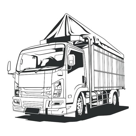 Logistic truck delivery vector line art ... | Premium Vector #Freepik #vector #semi-truck #trailer #lorry #trailer-truck Lorry Drawing, Drawing Truck, Truk Derek, Truck Sketch, Truck Drawing, Truck Delivery, Vector Line Art, Line Art Illustration, Trailer Truck