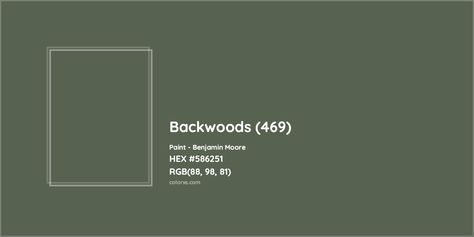 Benjamin Moore Backwoods (469) Paint color codes, similar paints and colors Backwoods Benjamin Moore Cabinets, Backwoods Benjamin Moore Bathroom, Benjamin Moore Backwoods Color Scheme, Benjamin Moore Backwoods, Backwoods Benjamin Moore, Benjamin Moore Silhouette Af-655, Rgb Color Codes, Paint Color Codes, Analogous Color Scheme