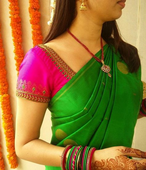 How To Choose A Matching Blouse For Your Saree Pink Blouse Designs, Designs Blouse, Pattu Saree Blouse Designs, Blouse Back Neck Designs, Sari Blouse Designs, Blouse Embroidery, Silk Saree Blouse Designs, Saree And Blouse, Simple Blouse Designs