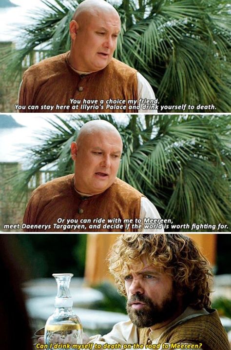 Tyrion and Varys | Game of Thrones Season 5 Varys Game Of Thrones, Game Of Thrones 3, Game Of Thrones Quotes, Game Of Thrones Funny, Got Memes, Gra O Tron, Games Of Thrones, Tyrion Lannister, Valar Morghulis