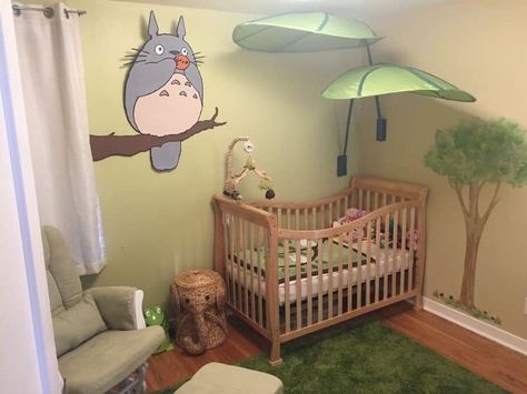 Anime Theme Nursery, Totoro Nursery Studio Ghibli, Nursery Ideas Nerdy, One Piece Nursery Theme, Ghibli Themed Nursery, Animal Crossing Nursery Ideas, Anime Themed Nursery, One Piece Anime Nursery Theme, Kawaii Nursery Decor