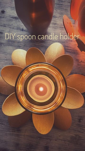 𝐀𝐦𝐫𝐢𝐭𝐚 𝐃𝐞𝐨𝐥 | Home Decor and Lifestyle on Instagram: "🧡 DIY Spoon Candle Holders 🧡 Here’s an easy way to up cycle the left over spoons from the last house party you hosted. As the festival season is round the corner, its time to gear up and DIYing!!! Here is an easy DIY that is super effective and looks even prettier when it’s lit!!! As “clearly” insta wants a DIY from me… so here you go!!! Hope u all like it as much as I do, and you would be seeing these a lot in my upcoming festive Stand Decoration Ideas, Spoon Candle Holder, Up Cycle, Ray Vaughan, Stevie Ray, Diy Makeover, Instagram Diy, Candles Crafts, Upcycled Crafts