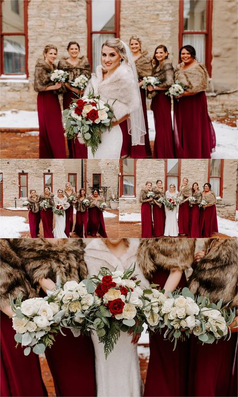 Bridal Party Portraits. Riverside Receptions Wedding Day. Chicago Wedding Photographer. Winter Bridal Party Photos, December Wedding Photos, Bachelorette Cabin Weekend, Winter Wedding Bridal Party, Winter Bridal Party, Winter Theme Wedding, Holiday Wedding Ideas, 20th Anniversary Ideas, Christmas Bridal Party