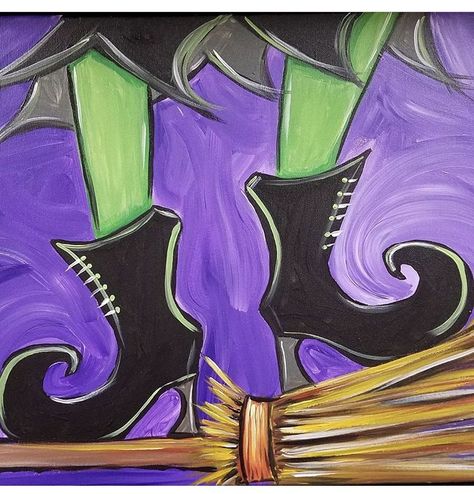 Halloween Canvas Paintings, Canvas Business, Witch Painting, Paint Night Ideas, Fall Canvas Painting, Image Halloween, Paint Party Ideas, Wine And Canvas, Fall Canvas