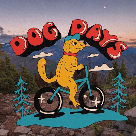 Dog Days Instagram Sticker on Behance Dogs Graphic Design, Dog Retro Illustration, Cool Dog Illustration, Dog Graphic Design Illustration, Dog Portrait Illustration, Retro Dog Illustration, Dog Illustration Design, Retro Animals, Dog Graphic Design