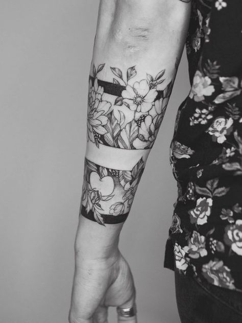 Tattoo Band, Forearm Flower Tattoo, Libra Rising, Feminine Tattoo Sleeves, Forearm Band Tattoos, Forearm Sleeve Tattoos, Flower Tattoo Arm, Floral Tattoo Sleeve, Arm Band Tattoo