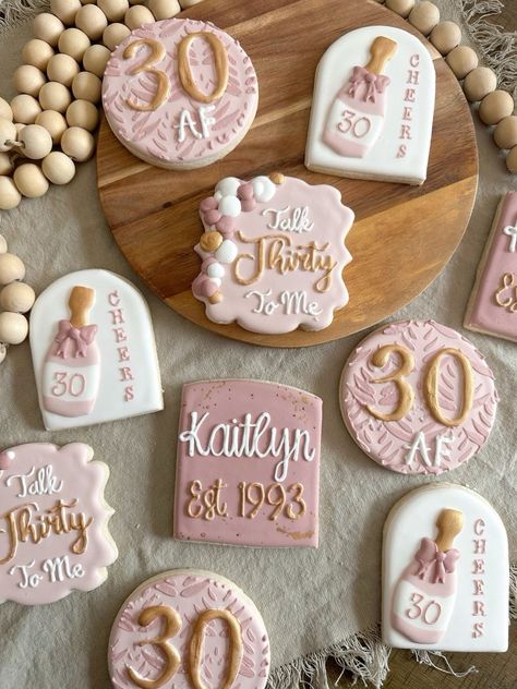 Thirty Birthday Cookies, 30th Birthday Cookies, 30th Birthday Cake For Women, Talk Thirty To Me, Birthday Biscuits, 30th Bday Party, 30th Birthday Themes, 32nd Birthday, Royal Iced Cookies