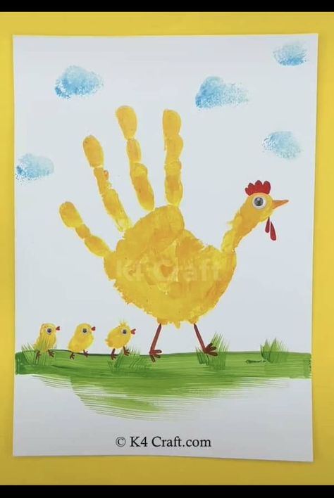 Diy Osterschmuck, Farm Animal Crafts, Kindergarden Activities, Toddler Arts And Crafts, Preschool Arts And Crafts, Preschool Art Activities, Handprint Crafts, Daycare Crafts, Easter Decorations Kids