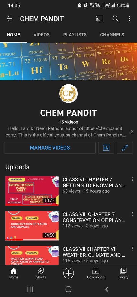 This is the official youtube channel of my website chempandit.com which is a free science and chemistry (CBSE) learning platform for students of class 6 onwards offering wide range of learning tools such as study notes, NCERT solutions, Important questions and many more. The video lessons are available on the youtube channel. Chemistry Education, Learning Platform, Learning Tools, Video Lessons, Study Notes, Getting To Know, My Website, Chemistry, Youtube Channel