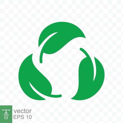 Recycle icon. Green leaf circle logo, biodegradable recyclable plastic free package symbol, eco friendly product template. Vector illustration isolated. EPS 10. Recycle Icon, Eco Friendly Product, Standee Design, Recycle Logo, App Background, Product Template, Roast Coffee, Circle Logo, Leaf Logo