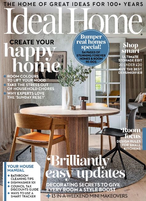 Ideal Home February 2024 Real Homes, Interiors Magazine, Design Rules, July 2022, Kitchen Paint, Writing Styles, House And Home Magazine, Home Wallpaper, Contemporary Living