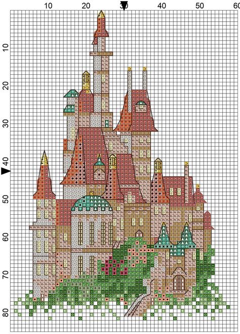 Disney Castle Cross Stitch, Castle Cross Stitch, Little Castle, Beast's Castle, Small Castles, Cross Stitch Fairy, Disney Cross Stitch Patterns, Cross Stitch House, Small Cross Stitch