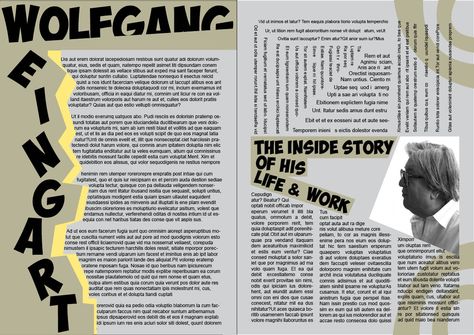 Graphic Designer Wolfgang Weingart inspired double page spread made in mainly Adobe illustrator and InDesign #DoublePageSpread #Typography #Graphics News Magazine Design, School Magazine Ideas Layout Design, Double Spread Magazine Layout, Double Page Spread Design, Magazine Double Page Spread, Magazine Spread Design, Magazine Page Design, Indesign Inspiration, Wolfgang Weingart