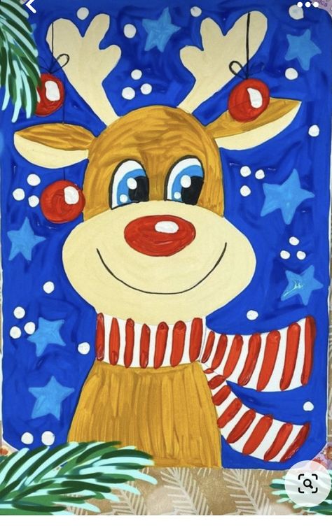 Simple Drawings For Christmas, Christmas Tree Ideas Drawing Easy, Christmas Drawing Easy For Kids, Christmas Drawing For Kids Easy, Reindeer Art For Kids, Baby Christmas Art, Reindeer Drawing Easy, Cute Reindeer Drawing, Easy Reindeer Drawing