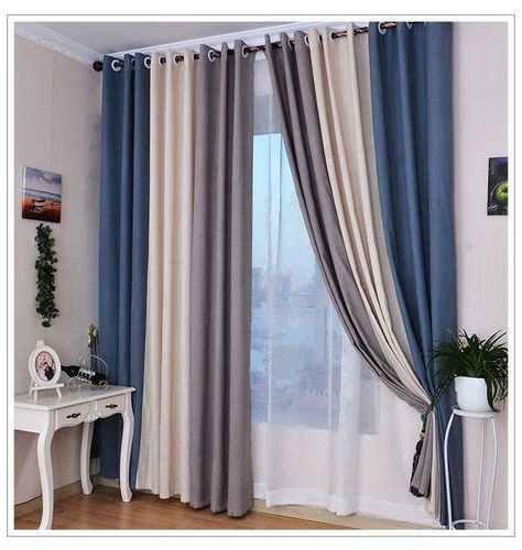 Blue Curtains Living Room, Beige Curtains, Living Room Decor Curtains, Stylish Curtains, Dekorasi Kamar Tidur, Living Room Red, Blue Curtains, Trendy Living Rooms, Curtains Living