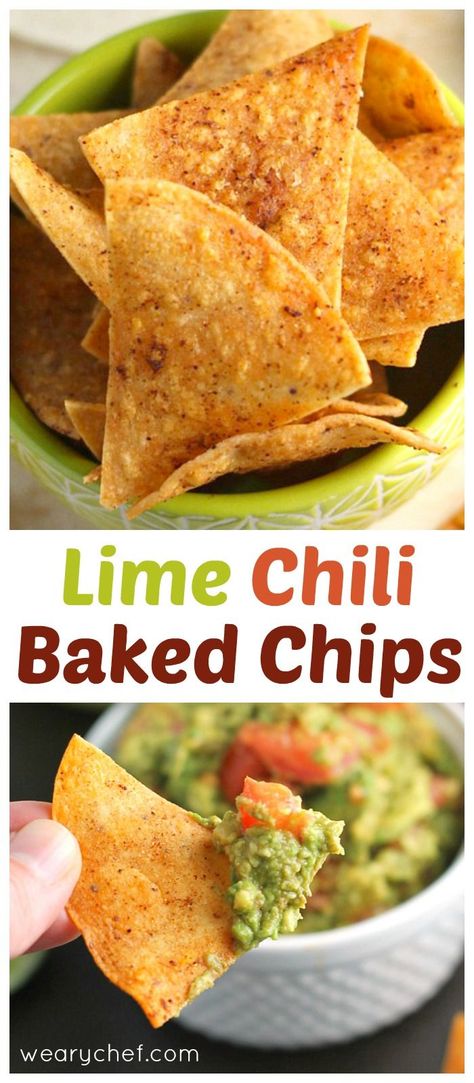 Try a quick spray with Pam instead of olive oil to make this recipe even lower in fat. Flavored Tortilla Chips, How To Use Up Corn Tortillas, Corn Tortillas What To Do With, Recipes With Corn Tortillas, Baked Corn Tortillas, Oven Baked Chips, Tortilla Chip Recipe, Baked Tortilla Chips, Healthy Chips