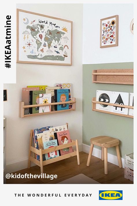 Ikea Bookshelf Children, House Painted On Wall Kids, Ikea Jungle Kids Rooms, Ikea Ivar Painted Kids Room, Ikea Wall Lamp Kids, Kids Playroom Decor, Playroom Design, Toddler Boys Room, Kids Room Inspiration