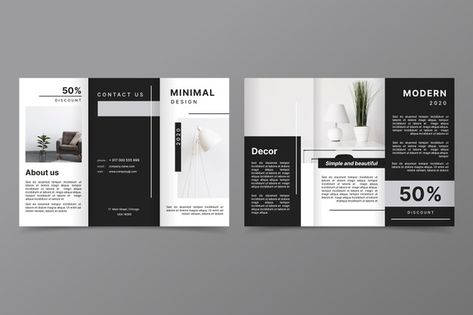 Minimalist trifold brochure template | Free Vector #Freepik #freevector #brochure #business #abstract #template Minimalist Brochure, Leaflet Layout, Brochure Templates Free Download, Simple Brochures, Brochure Design Layout, Discount Design, Trifold Brochure Design, Graphic Design Brochure, Free Brochure Template