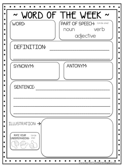 Set up a Word of the Week Routine with this FREE Worksheet. Week Routine, Enhance Vocabulary, Writing Vocabulary, Write Essay, Word Of The Week, Teaching Vocabulary, Classroom Freebies, Teaching Language Arts, 3rd Grade Reading