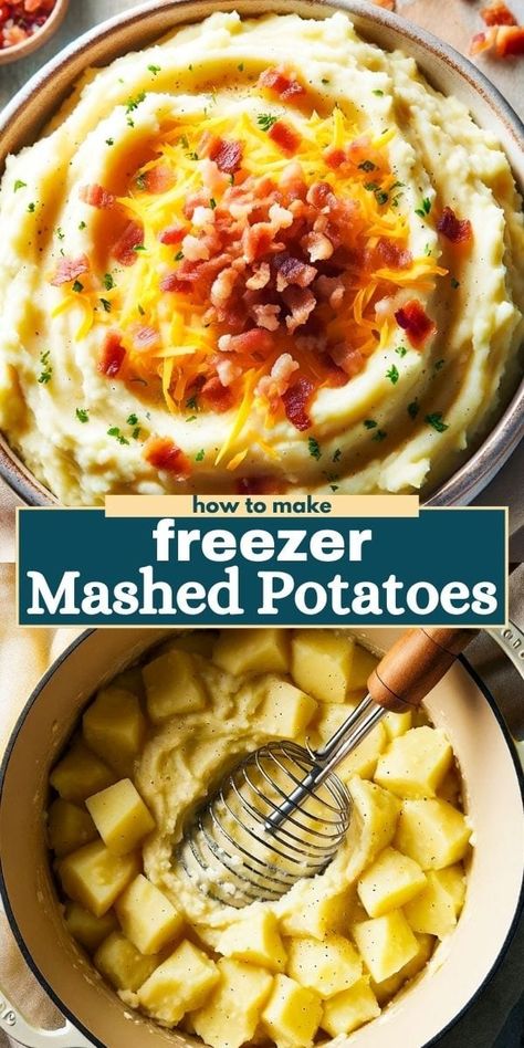 These Freezer Mashed Potatoes are super creamy and flavorful, made with cream cheese, sour cream, and garlicky seasoning. This make-ahead mashed potatoes recipe is an easy Thanksgiving side dish and reheats perfectly in the oven! Potato Recipes That Freeze Well, Make Ahead And Freeze Mashed Potatoes, Make Ahead Mashed Potatoes Thanksgiving, Freezer Mashed Potatoes Recipe, Freezer Mashed Potatoes, Frozen Mashed Potatoes, Balsamic Pot Roast, Mashed Potatoes Thanksgiving, Make Ahead Mashed Potatoes