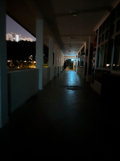 Late Night School Aesthetic, High School Aesthetic Dark, School Night Aesthetic, Dark School Hallway, School At Night Aesthetic, School Liminal Space, School Dark Aesthetic, Night School Aesthetic, Boarding School Aesthetic Dark