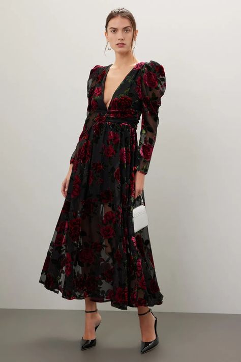 Burnout Velvet Dress by Rachel Parcell | Rent the Runway Velvet Dress Outfit, Floral Velvet Dress, Black Tie Attire, Burnout Velvet Dress, Rent Dresses, Rachel Parcell, Burnout Velvet, Bride Groom Dress, Creative Stuff