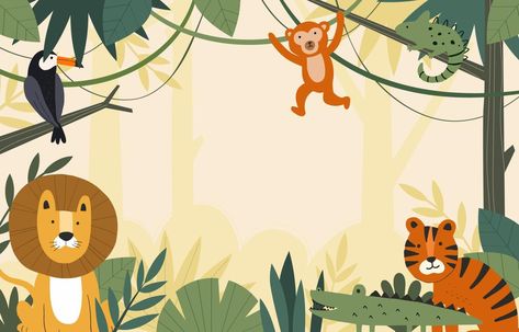 Flat Exotic Animal Background Zoo Background, Safari Background, Wall Texture Seamless, Jungle Cartoon, Animals Background, Classroom Preschool, Background Animal, Dance Background, Animal Background