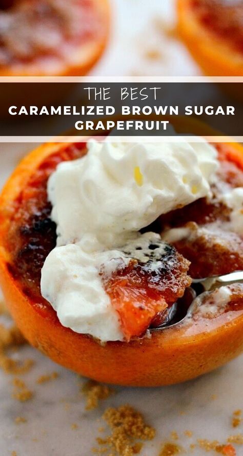 Loaded with flavor, this Caramelized Brown Sugar Grapefruit is broiled to perfection, resulting in a sweet and tangy treat that will tickle your taste buds!  #grapefruit #grapefruitrecipe #caramelizedgrapefruit #breakfast #dessert #healthydessert #grapefruitdessert Things To Make With Grapefruit, Grapefruit Snack Ideas, White Grapefruit Recipes, Fresh Grapefruit Recipes, Grapefruit Breakfast Ideas, Grapefruit Recipes Dinner, Grapefruit Dessert Recipes, What To Do With Grapefruit, Brulee Grapefruit