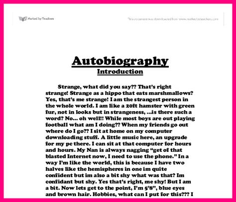 How To Write A Autobiography Check more at https://nationalgriefawarenessday.com/11974/how-to-write-a-autobiography Autobiography Example Student, Autobiography About Myself, Autobiography Example, Autobiography Project, Autobiography Template, Gcse Music, Outline Example, Autobiography Writing, Writing A Biography