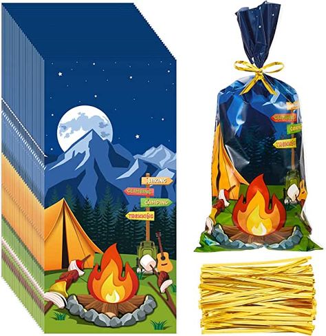 Amazon.com: One Happy Camper Birthday Decorations One Happy Camper Birthday, Camping Party Decorations, Cellophane Gift Bags, Camping Theme Birthday, Candy Bag Favors, Party Candy Bags, One Happy Camper, Camping Theme Party, Camping Style