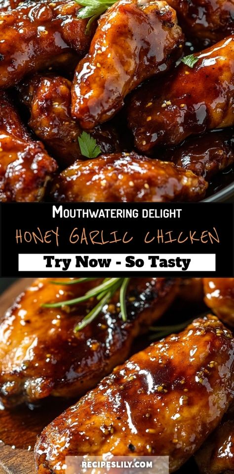 Indulge in the mouthwatering flavors of honey garlic chicken with this easy recipe! Tender chicken thighs glazed in a sweet and savory honey-garlic sauce will make your dinner a hit. Perfect for weeknight meals or special occasions, this dish is simple to whip up and packed with flavor. Serve it over rice or with your favorite veggies for a complete meal. Your taste buds will thank you! Dive into this delicious recipe and elevate your cooking game today! Crockpot Honey Garlic Chicken Recipes, Boneless Skinless Chicken Thigh Recipes Honey Garlic, Simple Meal Ideas Dinners, Soy Sauce And Honey Chicken, Slow Cooker Honey Garlic Chicken Thighs, Chicken Thigh Honey Garlic, Honey Garlic Chicken Thigh Recipes, Honey Garlic Sauce For Chicken, Chicken Glaze Recipes