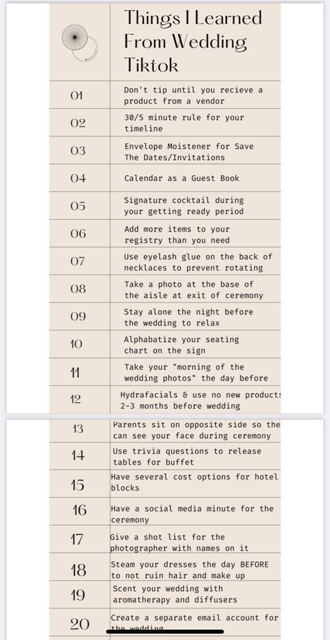Wedding Do And Donts, Wedding Decorations List, Classy Wedding Activities, Wedding Diet 1 Year, Wedding This Or That, Wedding Decorations Checklist, Everything You Need For A Wedding, This Or That Wedding Edition, Wedding Sign Checklist