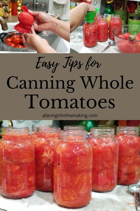 Can Whole Tomatoes, Can Tomatoes, Canning Tomatoes Recipes, Preserving Tomatoes, Easy Canning, Pressure Canning Recipes, Canning Peaches, Canning Fruit, Canning Whole Tomatoes