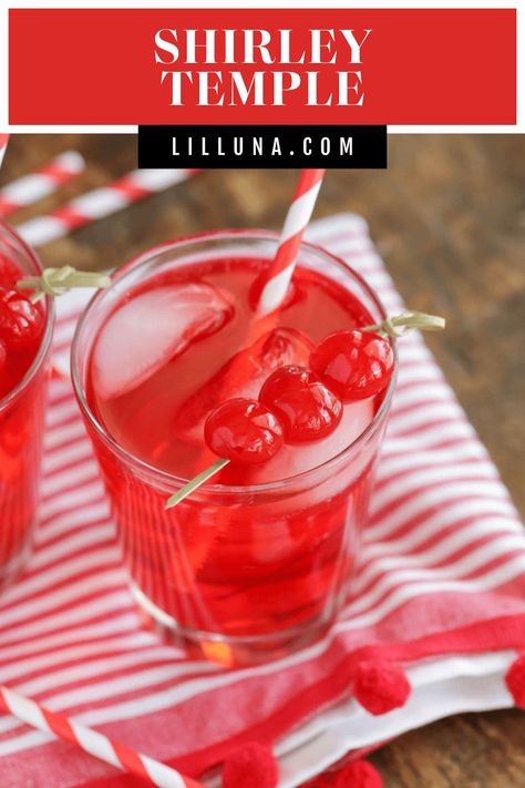 Shirley Temple drink is perfect for year round enjoyment! It's sweetness and pretty red color make it a great party drink. #shirleytempledrink #partydrink #drinkrecipe #kidfriendly Shirley Temple Drink Aesthetic, Shirley Temple Drink Non Alcoholic, Shirley Temple Aesthetic Drink, Shirley Temple Drink For Kids, Shirley Temple Mocktail, Shirley Temple Recipe, Sonic Cherry Limeade, Shirley Temple Drink, Cherry Limeade