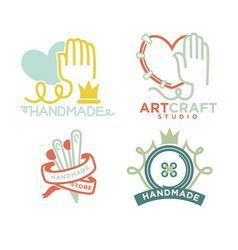 Art and handmade craft logo templates flat set vector If you are looking for a Professional business Logo for your company, product, blog, website or any other projects then you are at the right place. Handmade Logo Design, Logo Online Shop, Handmade Logo, Logo Sewing, Craft Logo, Pottery Workshop, Artist Logo, Hand Logo, Crafts With Pictures