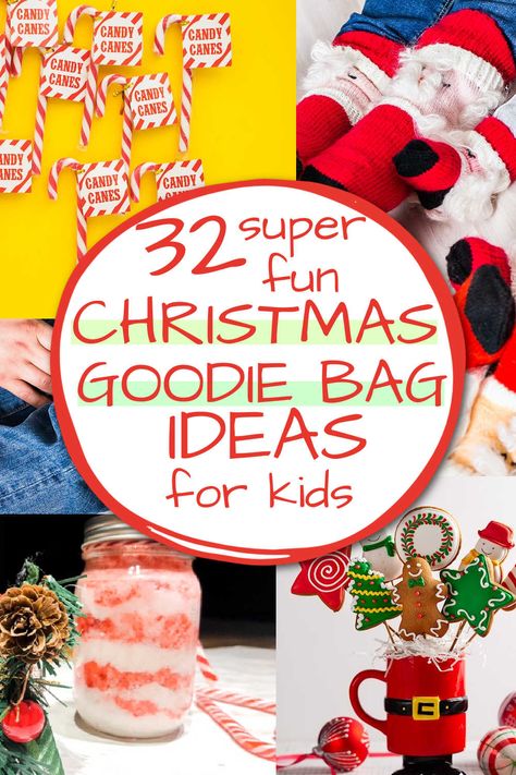 Kids Treat Bags Christmas, Christmas Candy Bags Ideas Kid, Christmas Party Loot Bags, School Holiday Goodie Bags, Kids Christmas Bags For School, Pre K Christmas Treat Bags, Pre K Christmas Party Favors, Kindergarten Christmas Gifts For Classmates, Christmas Goodie Bags For Preschoolers