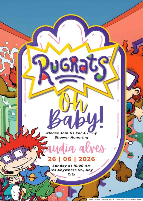 Awesome 18+ Chuckie Finster (Rugrats) Baby Shower Invitation Templates Rug Rats Baby Shower, Rugrats Baby Shower Theme, 90s Decorations, Chuckie Finster, Ideas Para Baby Shower, Rug Rats, Baby Boy Ideas, Gender Reveal Party Theme, Pregnancy Ideas