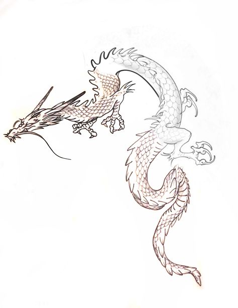 Dragon Tattoo Stencil Simple, Dragon Tattoo Designs Simple, Japanese Dragon Tattoo Designs, Stencil Simple, Dragon Tattoo Stencil, Japanese Dragon Tattoo, Pink Tattoo, Dragon Sketch, Dragon Tattoo Designs