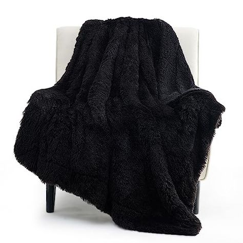 Bedsure Faux Fur Fuzzy Black Throw Blanket – Fuzzy, Fluffy, and Shaggy Faux Fur, Soft and Thick Sherpa, Cozy Warm Decorative Gift, Throw Blankets for Couch, Sofa, Bed, 50x60 Inches, 640 GSM Fuzzy Throw Blanket, Black Throws, Fuzzy Blanket, Faux Fur Throw Blanket, Luxury Throws, Faux Fur Blanket, نظارات شمسية, Fur Throw Blanket, Fur Blanket