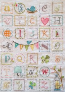 Pine Needles at Gardner Village: Spring ABC's in the store! Doodle Stitch, Numbers Embroidery, Daily Embroidery, Pine Mountain, Embroidery Alphabet, Embroidery Sampler, Bra Strap, Embroidery Monogram, Mountain Designs