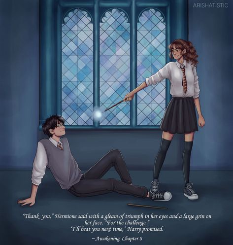 Harry And Hermione Fanfiction, Hermione Granger Fanart, Harmony Harry Potter, Harry Potter Art Drawings, Harry And Hermione, Harry Potter Illustrations, Images Harry Potter, Harry Potter Comics, Harry Potter Ships